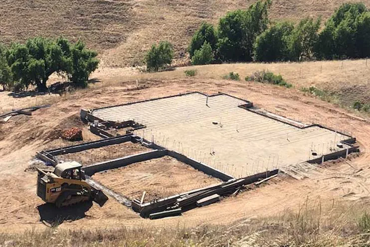 Construction crew concrete work new home foundation california Construction crew concrete work new home foundation california