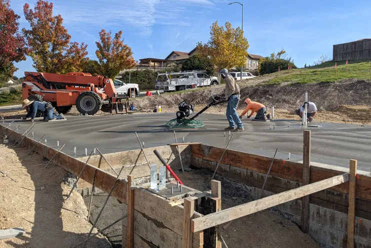 Wilber Construction Crew Pourning concrete foundation for a new home in Paso Robles, CA Wilber Construction Crew Pourning concrete foundation for a new home in Paso Robles, CA