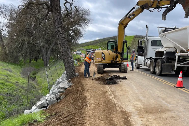 Wilber Construction road erosion control services at a vinyard in paso robles, CA