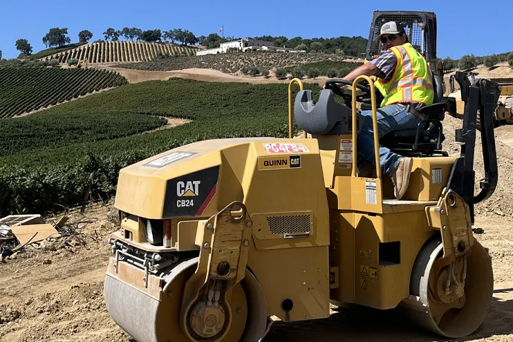 Wilber Construction Double Drum or Tandem Roller working in a vineyard Wilber Construction Double Drum or Tandem Roller working in a vineyard