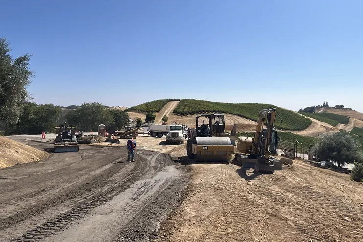 Wilber Construction earth working find grading for cement work at California vinyard Wilber Construction earth working find grading for cement work at California vineyard